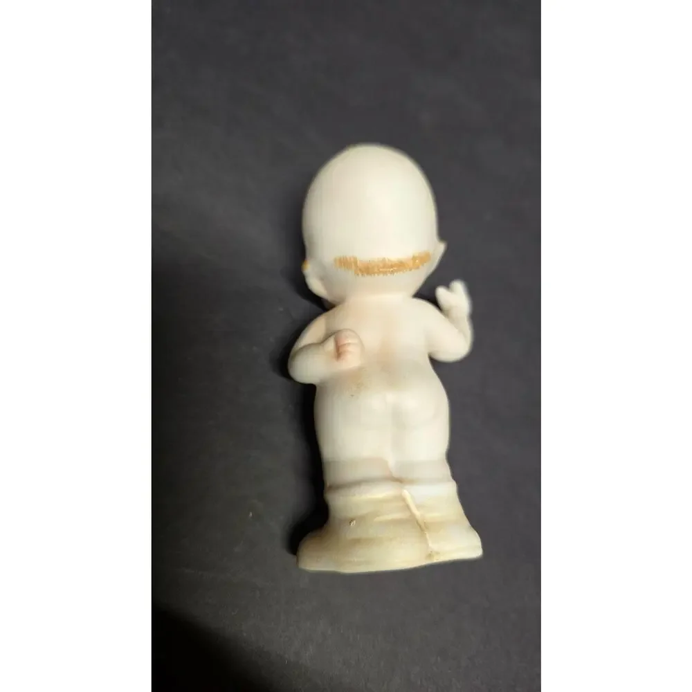 Vintage Beige Porcelain Kewpie Doll Baby Figurine Hand Painted Small Cute Decor